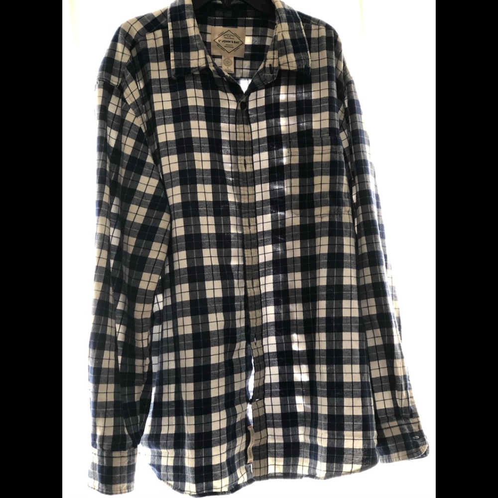 Navy Blue and White Flannel Button up shirt.